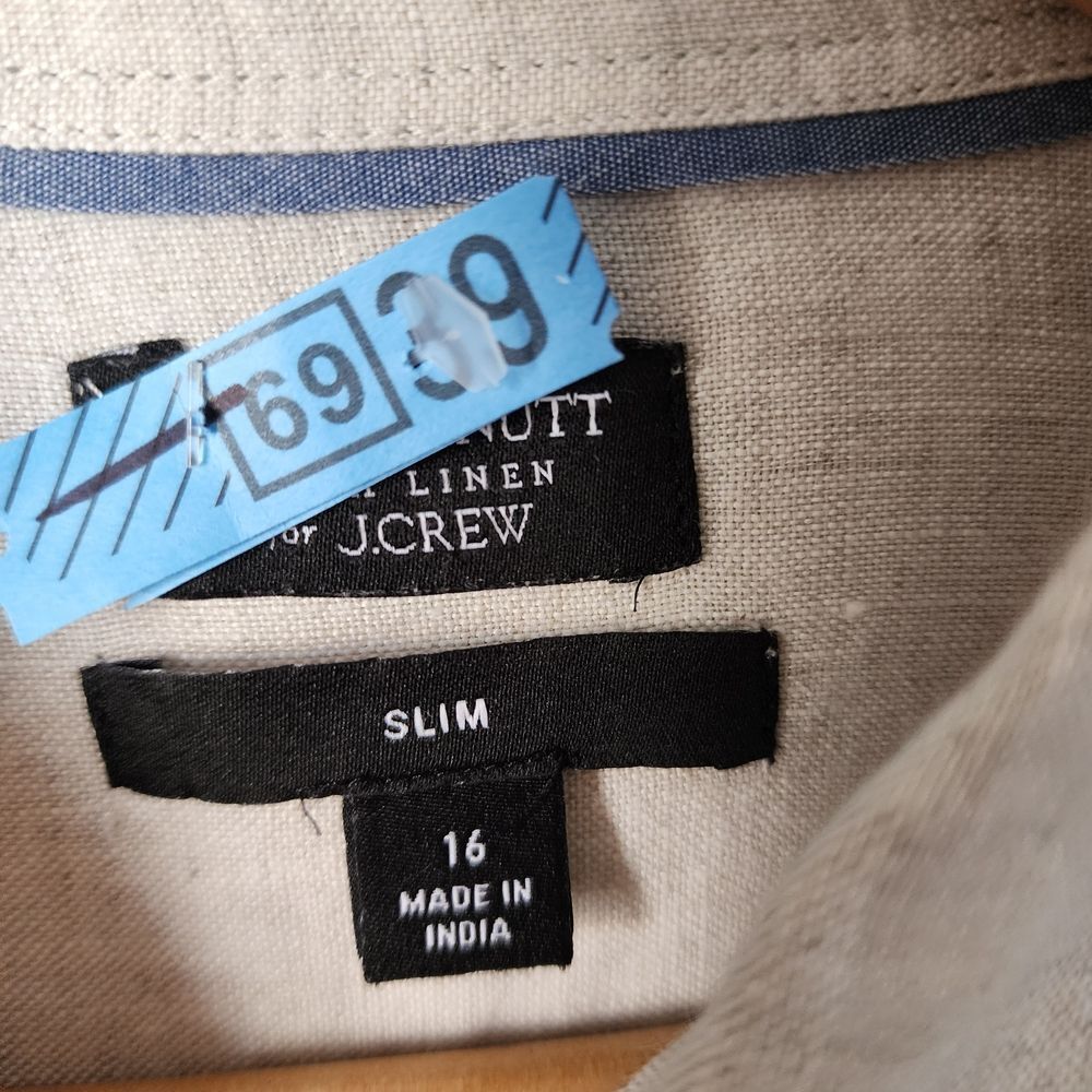 J. Crew Baird McNutt Light Tan Button Down Linen  Shirt - Picture 3 of 11